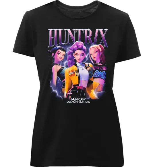 Женская премиум футболка Huntrix Демон хантер Черный фото