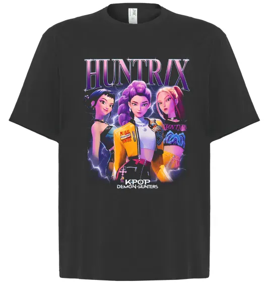 Футболка Оверсайз Huntrix Демон хантер Черный фото