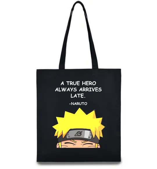 Еко-сумка True heroe always arrives late Чорний фото