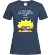 Жіноча футболка True heroe always arrives late Темно-синій фото