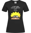 Жіноча футболка True heroe always arrives late Чорний фото