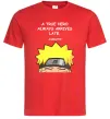 Мужская футболка True heroe always arrives late Красный Мужская футболка True heroe always arrives late Красный фото