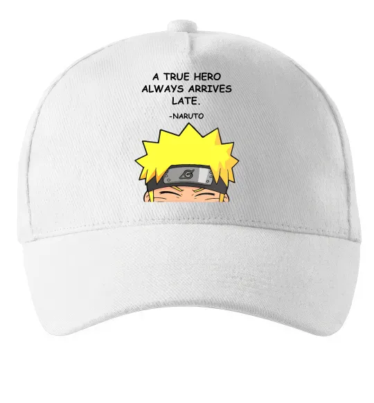 Кепка True heroe always arrives late Белый фото
