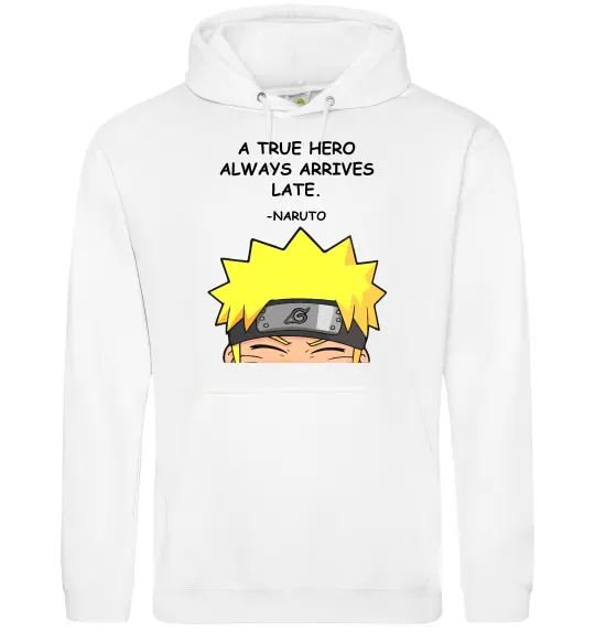 Жіноча толстовка (худі) True heroe always arrives late Білий фото