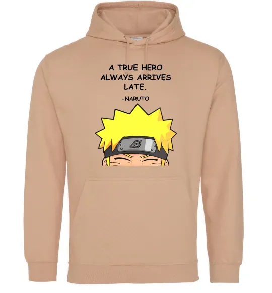 Жіноча толстовка (худі) True heroe always arrives late Пісочний фото