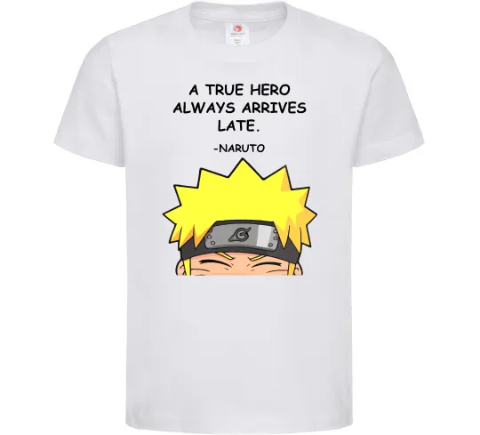 Детская футболка True heroe always arrives late Белый фото