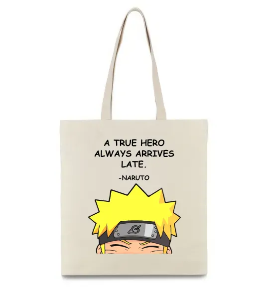 Еко-сумка True heroe always arrives late Бежевий фото