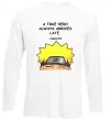 Лонгслив True heroe always arrives late Белый фото