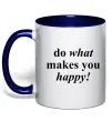 Чашка з кольоровою ручкою Do what makes you happy Глибокий темно-синій фото