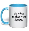 Чашка з кольоровою ручкою Do what makes you happy Блакитний фото