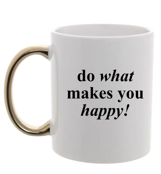 Чашка з кольоровою ручкою Do what makes you happy Золото фото