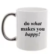 Чашка з кольоровою ручкою Do what makes you happy Срібло фото