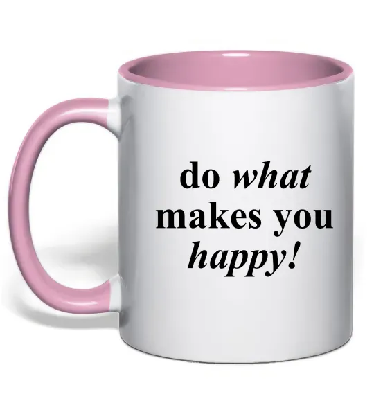 Чашка з кольоровою ручкою Do what makes you happy Ніжно рожевий фото