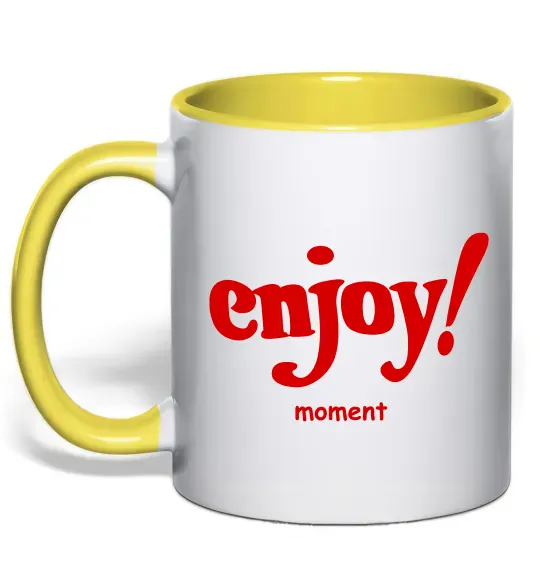 Чашка с цветной ручкой Enjoy moment Солнечно желтый фото