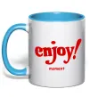 Чашка с цветной ручкой Enjoy moment Голубой фото