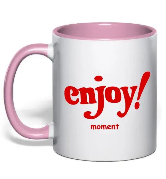 Чашка с цветной ручкой Enjoy moment Нежно розовый фото
