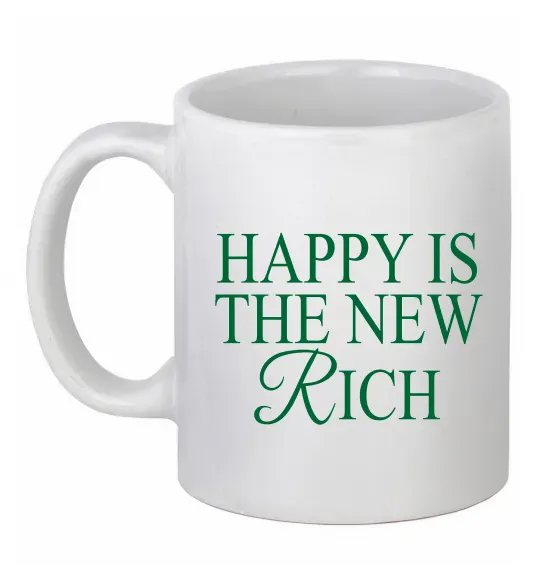 Чашка керамическая Happy is the new rich Белый фото