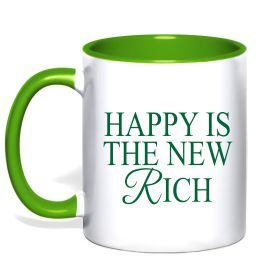 Чашка з кольоровою ручкою Happy is the new rich