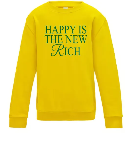 Детский Свитшот Happy is the new rich Солнечно желтый фото