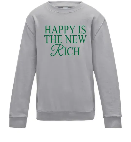 Детский Свитшот Happy is the new rich Серый меланж фото