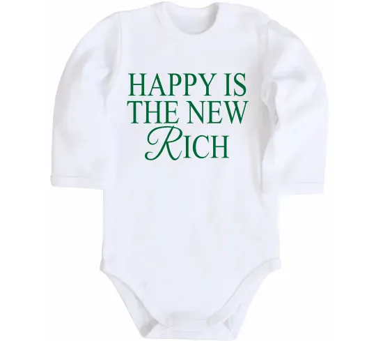 Детский боди Happy is the new rich Белый фото