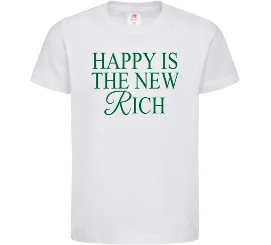 Дитяча футболка Happy is the new rich Білий фото