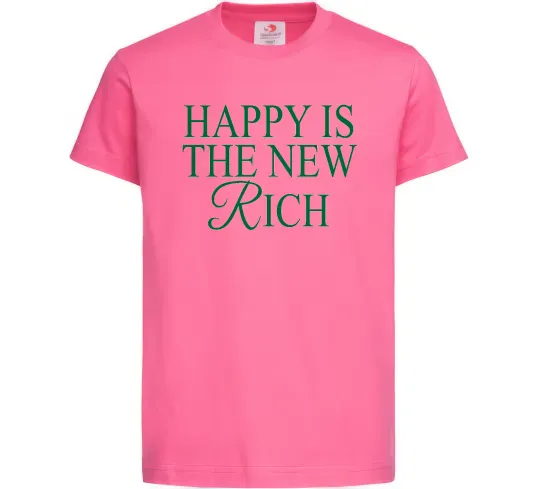 Дитяча футболка Happy is the new rich Яскраво-рожевий фото