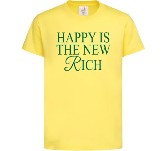 Дитяча футболка Happy is the new rich Лимонний фото