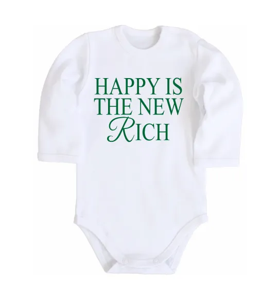Детский боди Happy is the new rich Белый фото