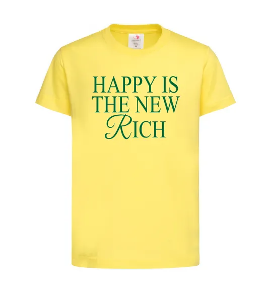 Детская футболка Happy is the new rich Лимонный фото