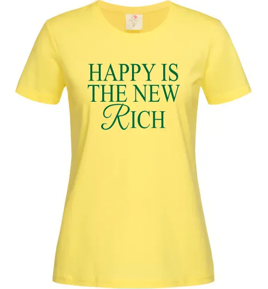 Женская футболка Happy is the new rich Лимонный фото