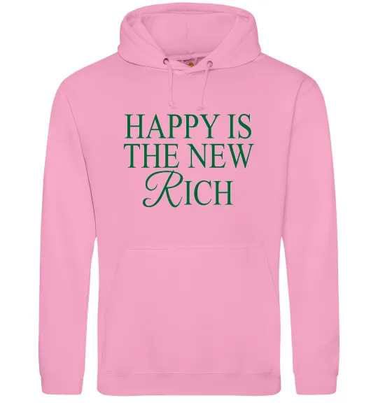 Мужская толстовка (худи) Happy is the new rich Розовый фото