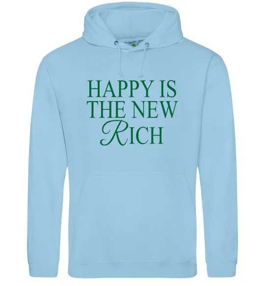 Мужская толстовка (худи) Happy is the new rich Голубой фото