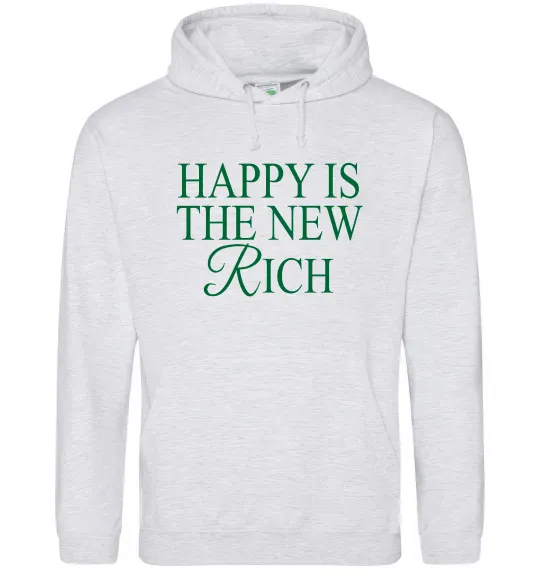 Женская толстовка (худи) Happy is the new rich Серый меланж фото