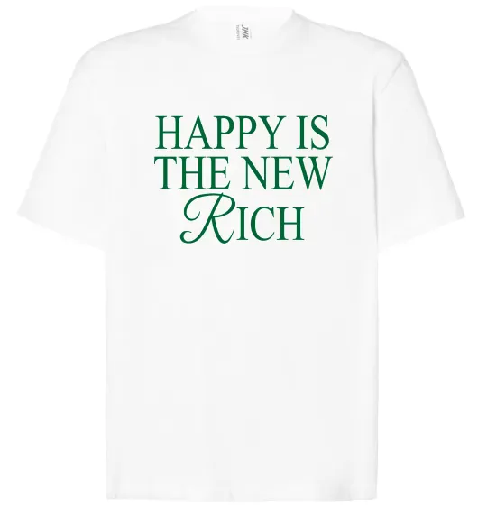 Футболка Оверсайз Happy is the new rich Білий фото