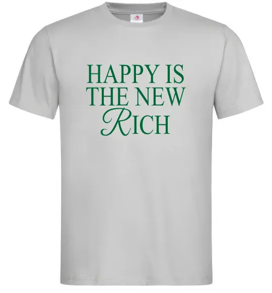 Мужская футболка Happy is the new rich Серый фото