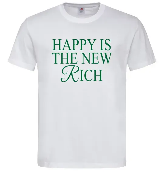 Мужская футболка Happy is the new rich Белый фото