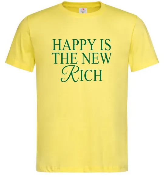 Мужская футболка Happy is the new rich Лимонный фото