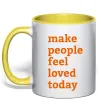 Чашка с цветной ручкой Make people feel loved today Солнечно желтый фото