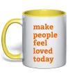 Чашка с цветной ручкой Make people feel loved today Лимонный фото
