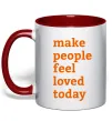 Чашка с цветной ручкой Make people feel loved today Красный фото