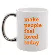 Чашка с цветной ручкой Make people feel loved today Серебро фото