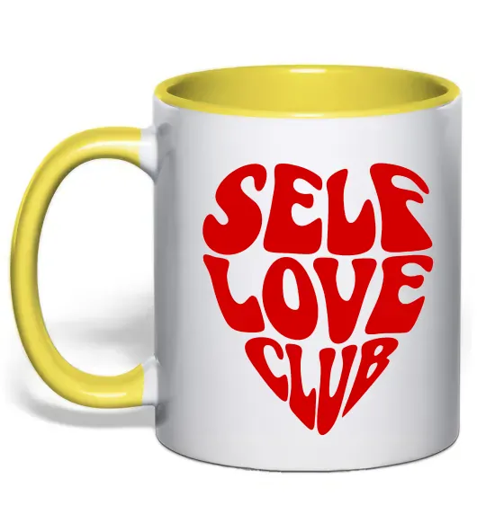 Чашка з кольоровою ручкою Self love club Сонячно жовтий фото