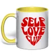 Чашка з кольоровою ручкою Self love club Сонячно жовтий фото
