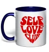 Чашка з кольоровою ручкою Self love club Глибокий темно-синій фото