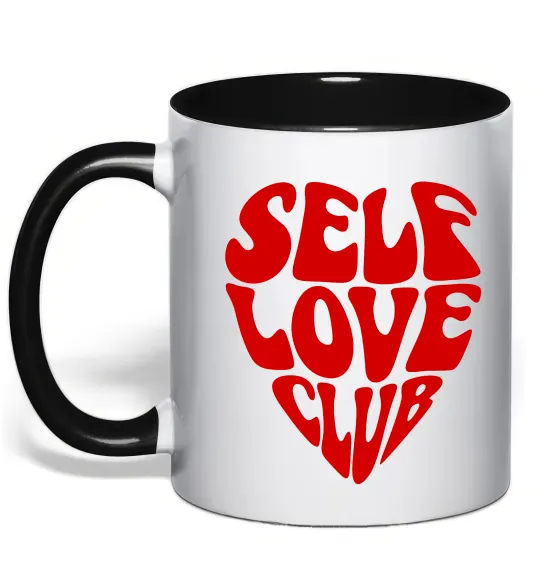 Чашка з кольоровою ручкою Self love club Чорний фото
