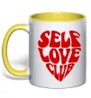 Чашка с цветной ручкой Self love club Лимонный фото