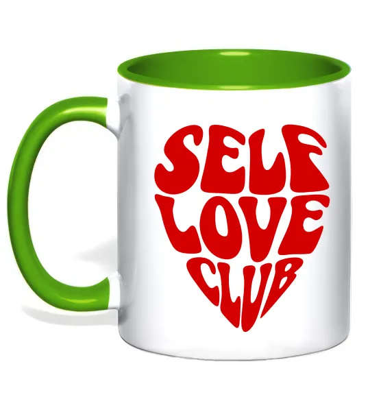 Чашка с цветной ручкой Self love club Лаймовый фото