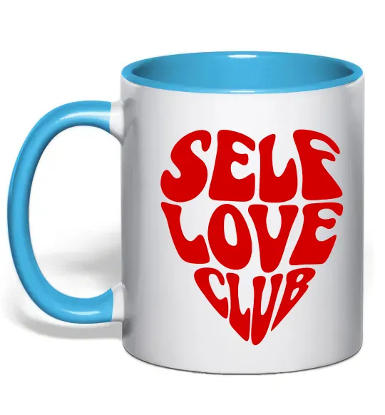 Чашка з кольоровою ручкою Self love club Блакитний фото