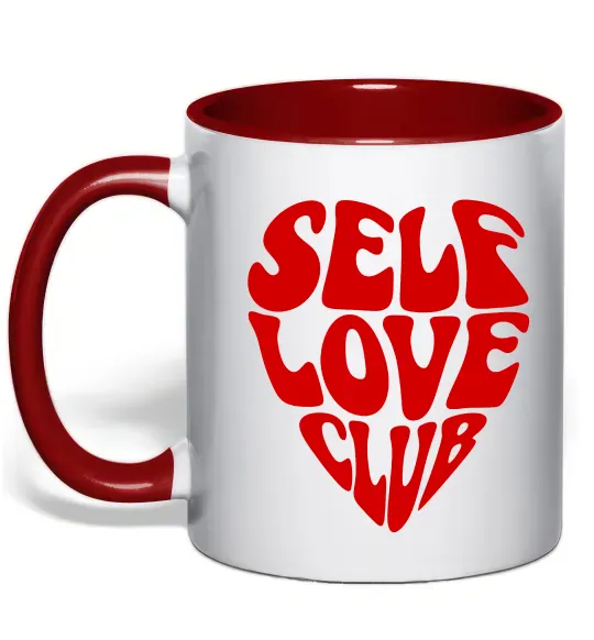 Чашка з кольоровою ручкою Self love club Червоний фото
